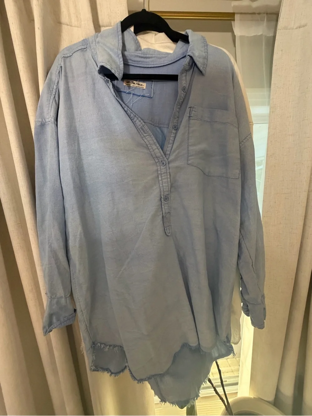 Free People Oxford Light Blue Washed Button-Down Tunic